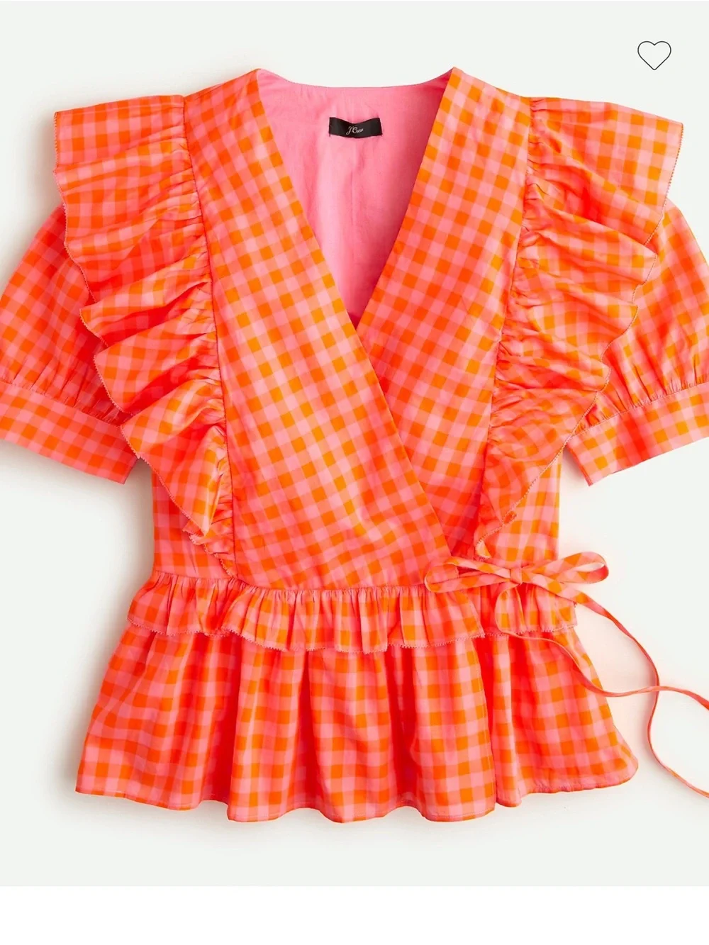 NWT J. Crew Ruffle wrap top in gingham L